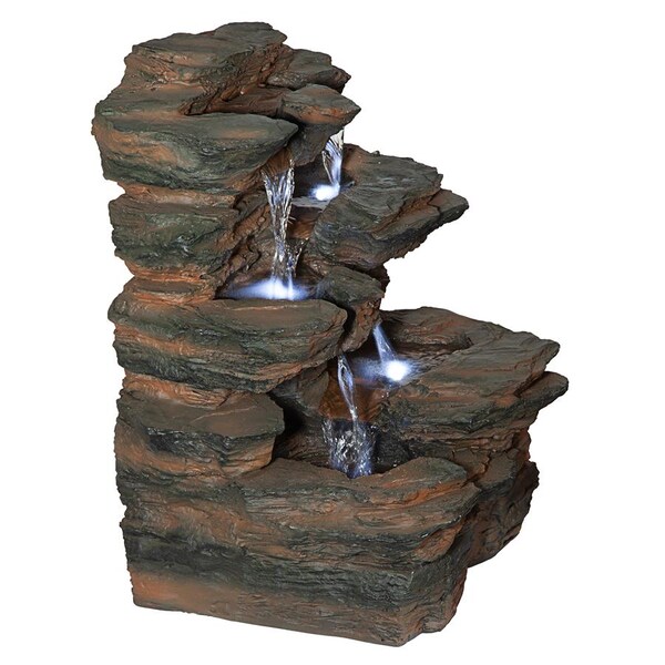 Ramrod Bluffs Cascading Waterfall Illuminated Tabletop Fountain